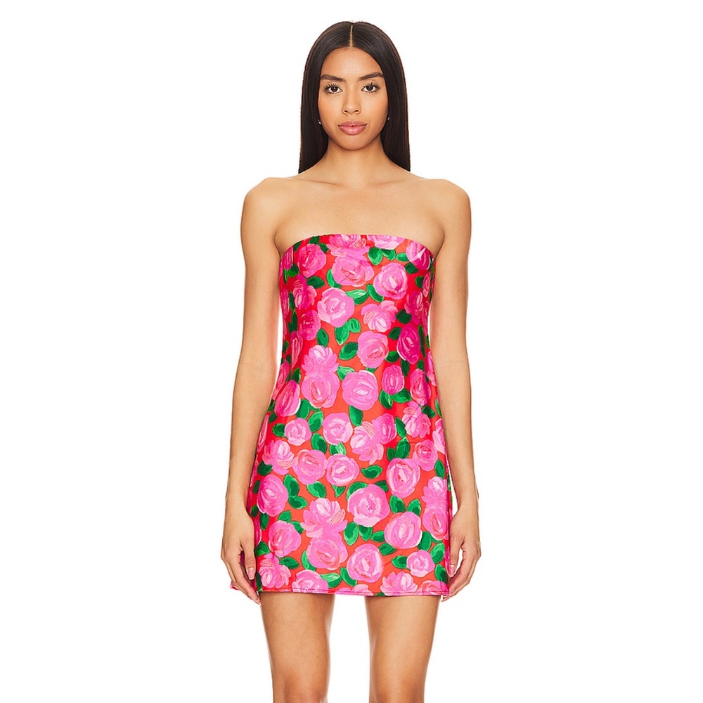 Show Me Your MuMu Strapless Pink Floral Mini Dress